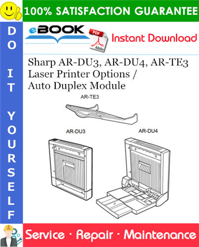 Thumbnail ☆☆ Best ☆☆ Sharp AR-DU3, AR-DU4, AR-TE3 Laser Printer Options / Auto Duplex Module Service Repair Manual