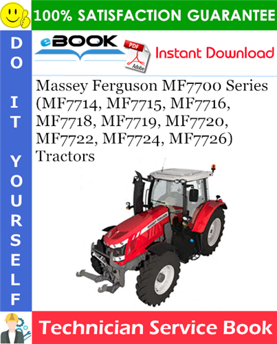 Thumbnail ☆☆ Best ☆☆ Massey Ferguson MF7700 Series (MF7714, MF7715, MF7716, MF7718, MF7719, MF7720, MF7722, MF7724, MF7726) Tractors Technician Service Book