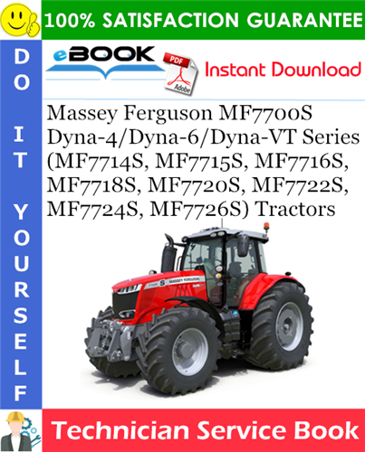 Thumbnail ☆☆ Best ☆☆ Massey Ferguson MF7700S Dyna-4/Dyna-6/Dyna-VT Series (MF7714S, MF7715S, MF7716S, MF7718S, MF7720S, MF7722S, MF7724S, MF7726S) Tractors Technician Service Book