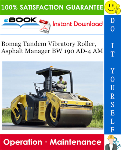 Thumbnail ☆☆ Best ☆☆ Bomag Tandem Vibratory Roller, Asphalt Manager BW 190 AD-4 AM Operation & Maintenance Manual