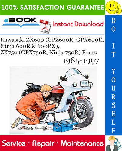 Thumbnail ☆☆ Best ☆☆ Kawasaki ZX600 (GPZ600R, GPX600R, Ninja 600R & 600RX), ZX750 (GPX750R, Ninja 750R) Fours Motorcycle Service Repair Manual 1985-1997 Download