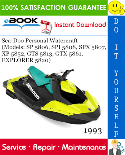 Thumbnail ☆☆ Best ☆☆ 1993 Sea-Doo Personal Watercraft (Models: SP 5806, SPI 5808, SPX 5807, XP 5852, GTS 5813, GTX 5861, EXPLORER 5820) Service Repair Manual