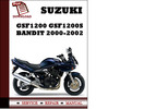 Thumbnail Suzuk GSF1200 GSF1200S Bandit 2000 2001 2002 Workshop Service Repair Manual Pdf Download