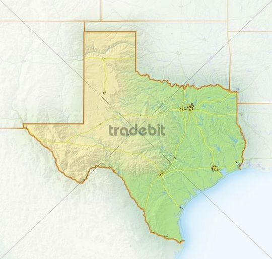 Texas, shaded relief map, USA Download Nature