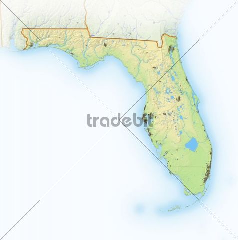 Florida shaded relief map USA - 1246519 