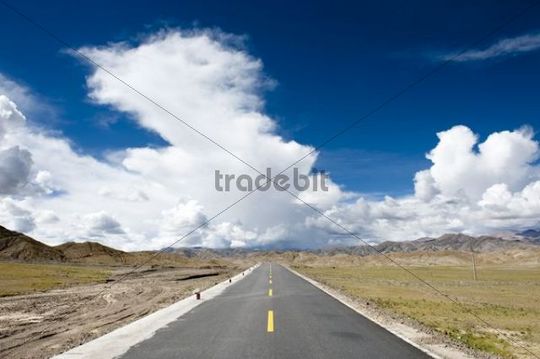 G 219, China National Highway 219, asphalted road, broad landscape,...