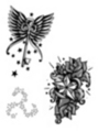 Thumbnail 3 x Tattoo flashes -  Triskell-shaped Stars/ Winged Key with stars/Stars with roses